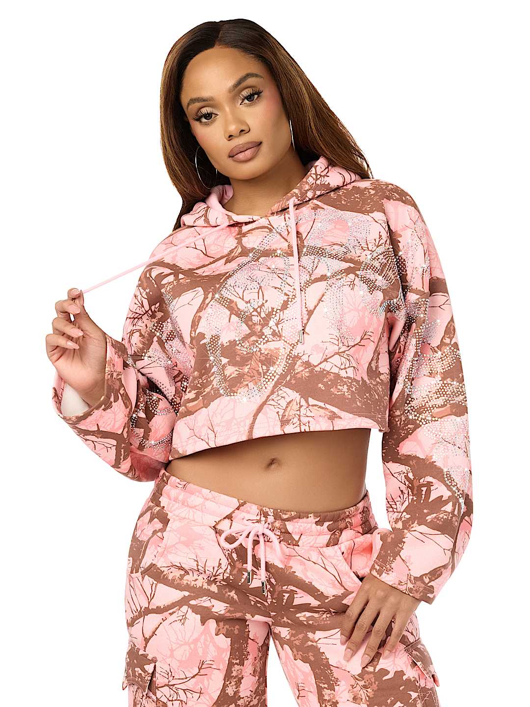 BEDAZZLED CAMO RELAXED HOODIE