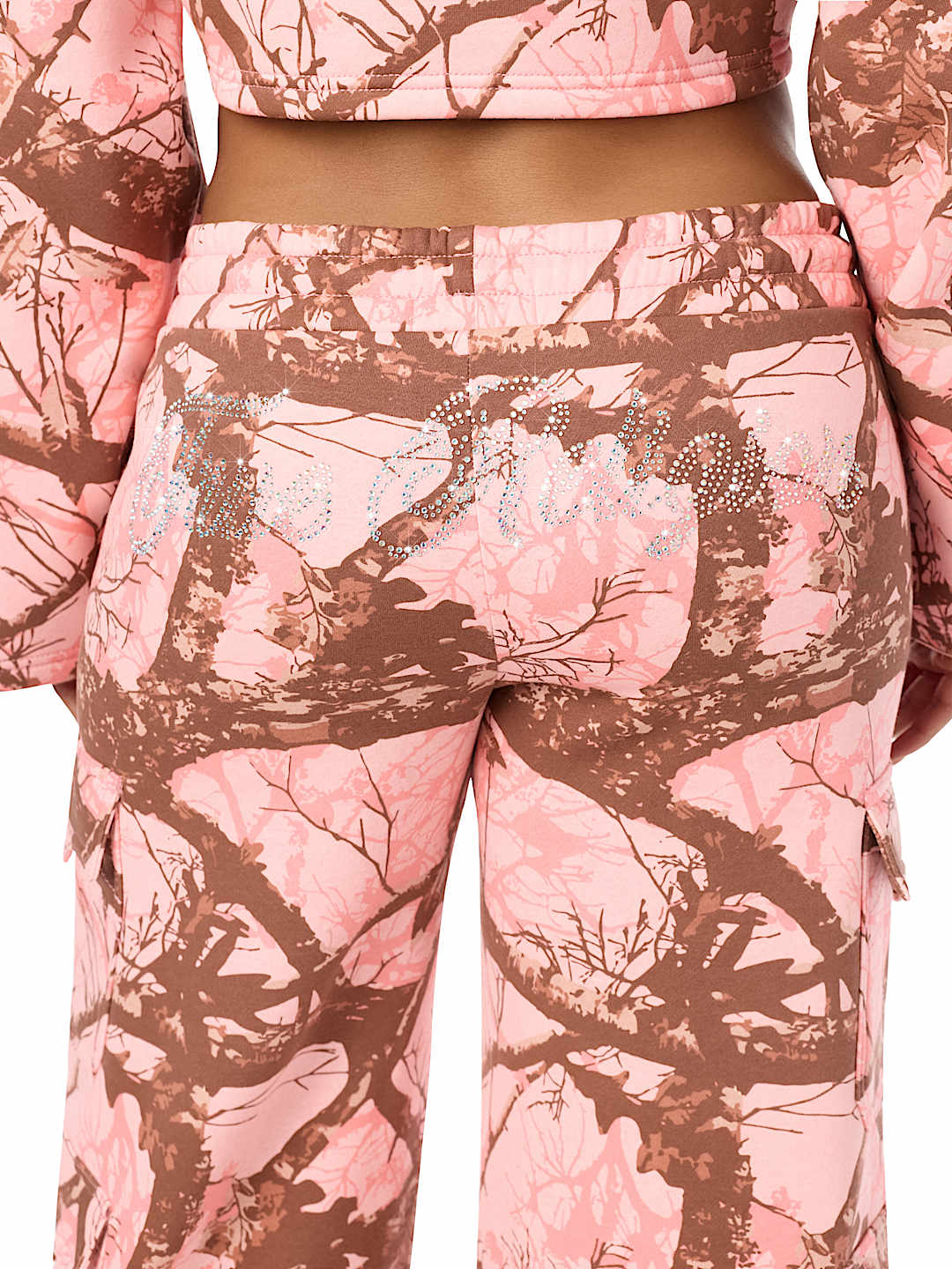 BEDAZZLED CAMO CARGO WIDE LEG BAGGY SWEATPANT