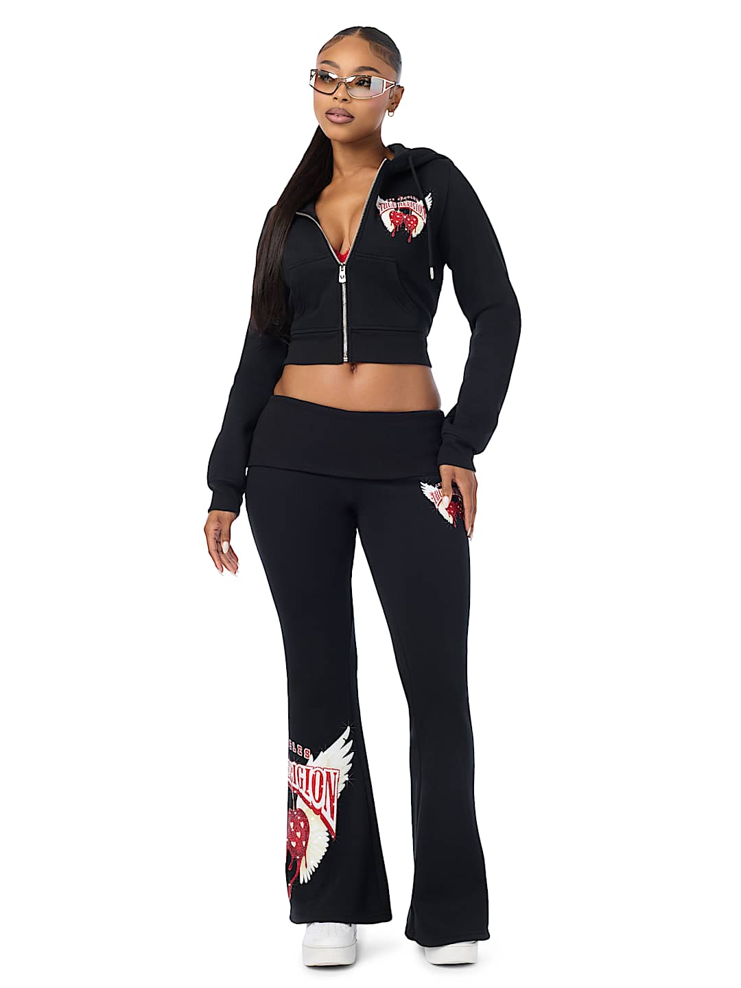 CRYSTAL CHERRY SHRUNKEN ZIP HOODIE