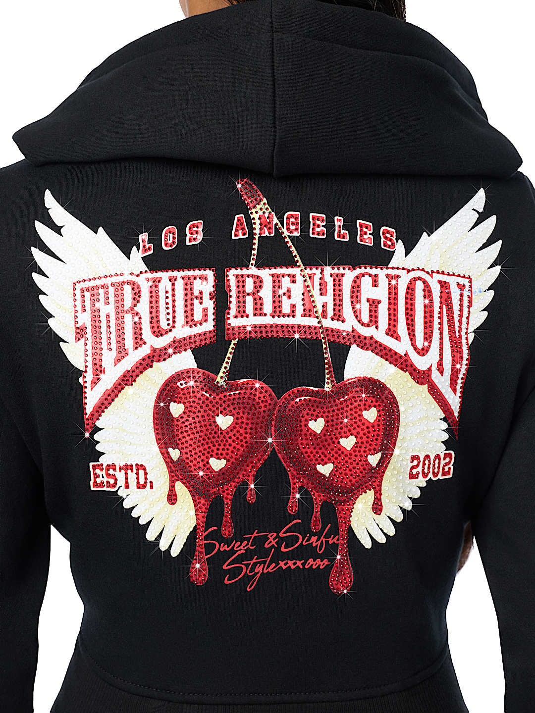 CRYSTAL CHERRY SHRUNKEN ZIP HOODIE