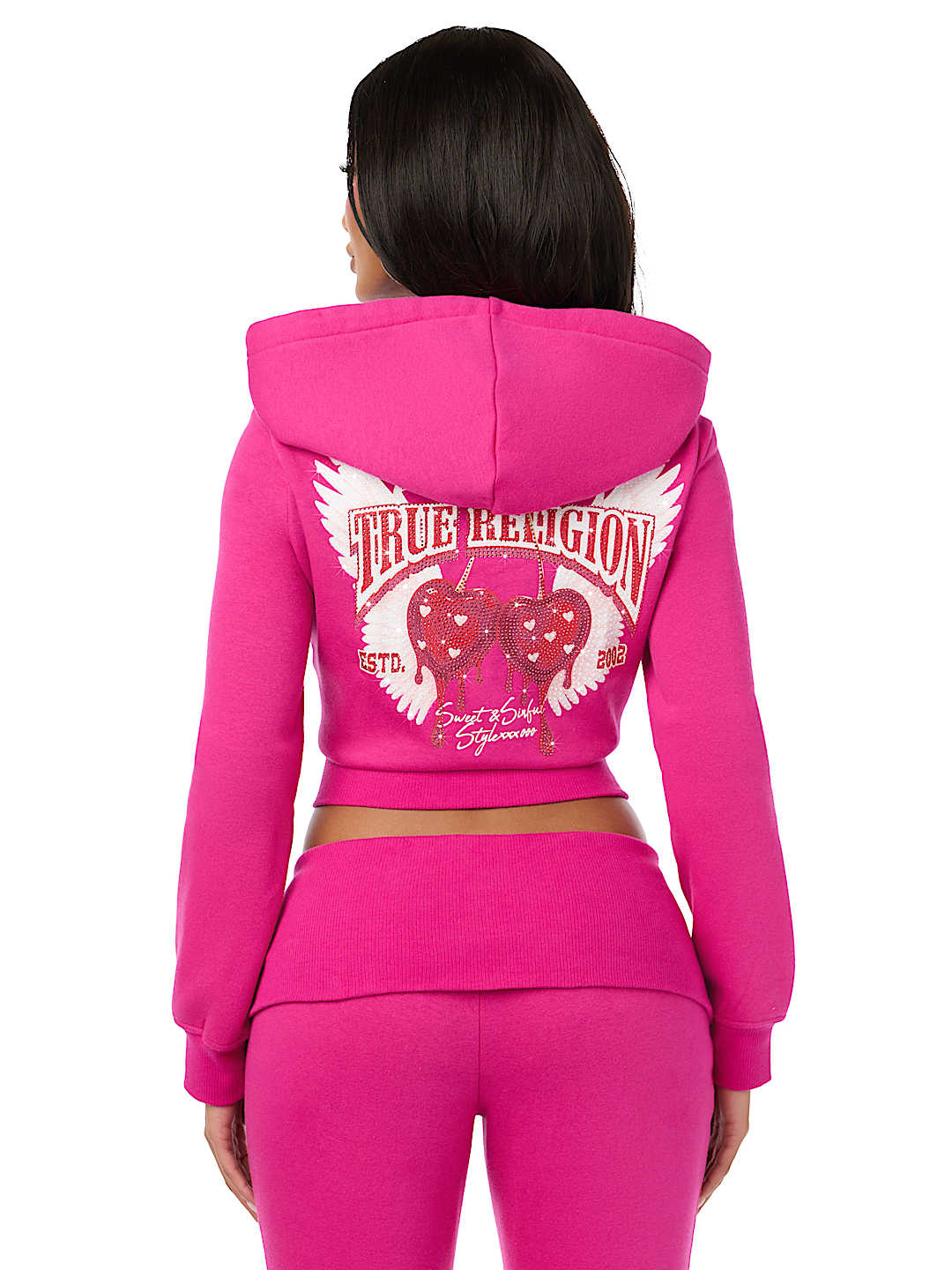 CRYSTAL CHERRY SHRUNKEN ZIP HOODIE