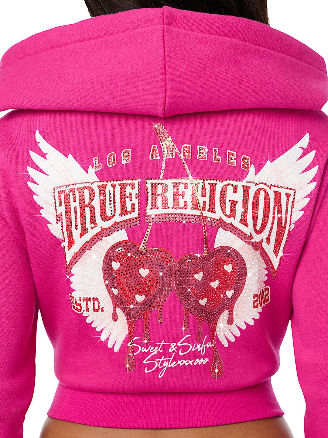 CRYSTAL CHERRY SHRUNKEN ZIP HOODIE