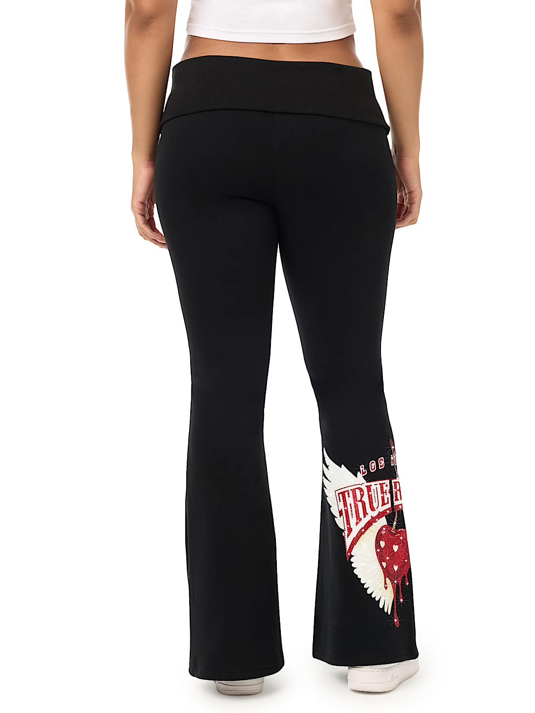 CRYSTAL CHERRY FOLDOVER WAISTBAND FLARE SWEATPANT