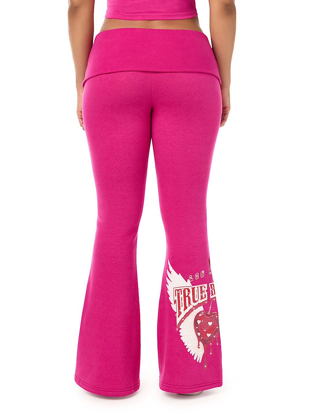 CRYSTAL CHERRY FOLDOVER WAISTBAND FLARE SWEATPANT