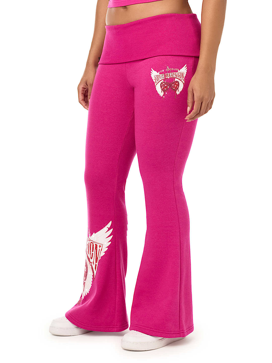 CRYSTAL CHERRY FOLDOVER WAISTBAND FLARE SWEATPANT