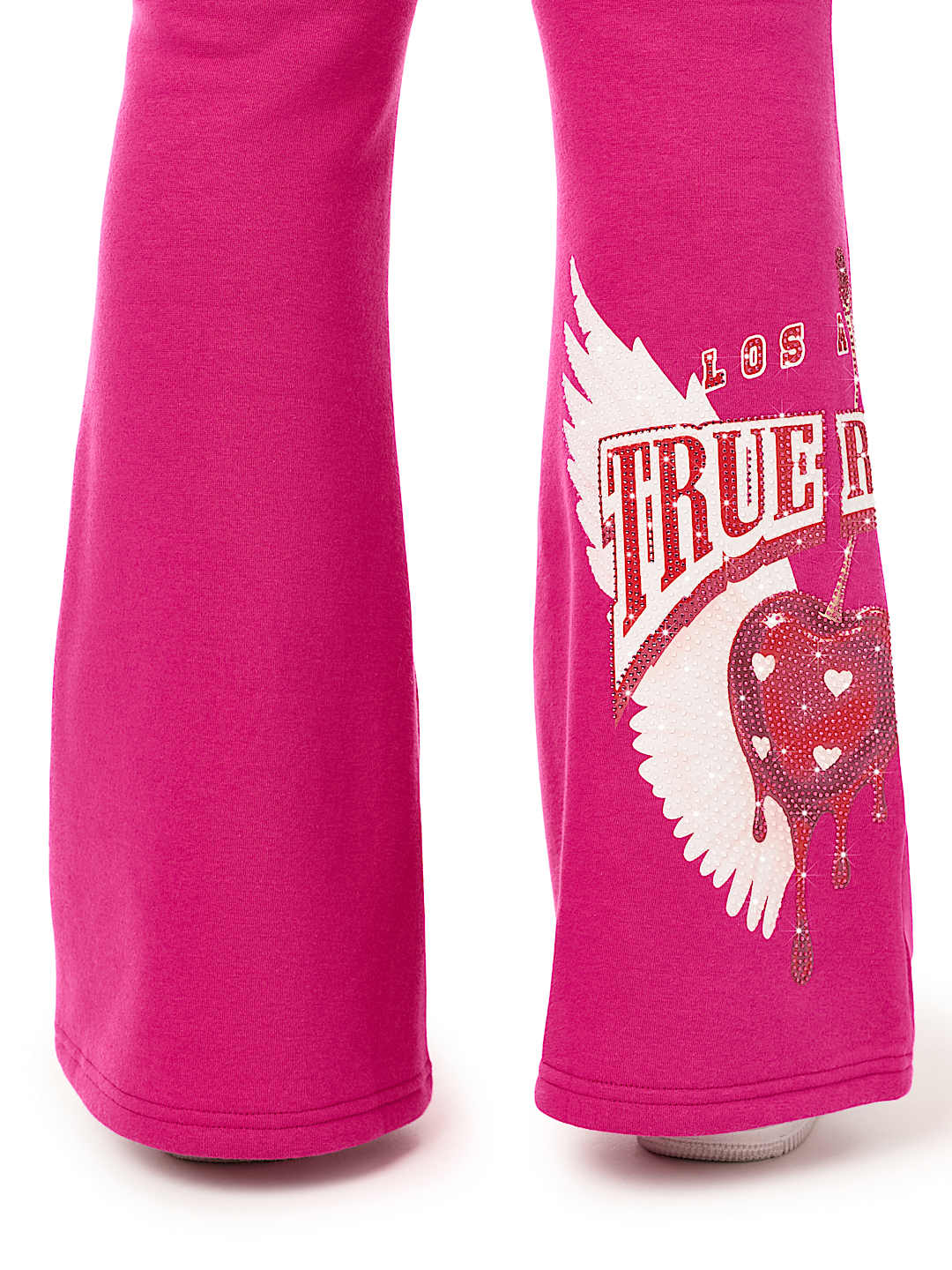 CRYSTAL CHERRY FOLDOVER WAISTBAND FLARE SWEATPANT