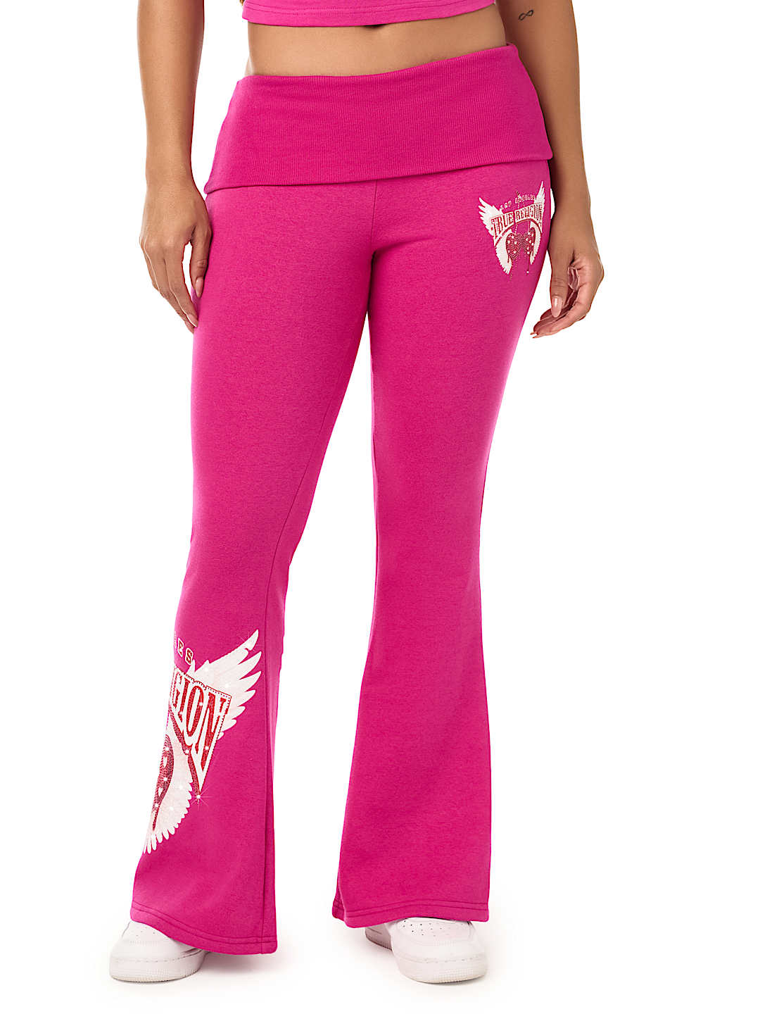CRYSTAL CHERRY FOLDOVER WAISTBAND FLARE SWEATPANT