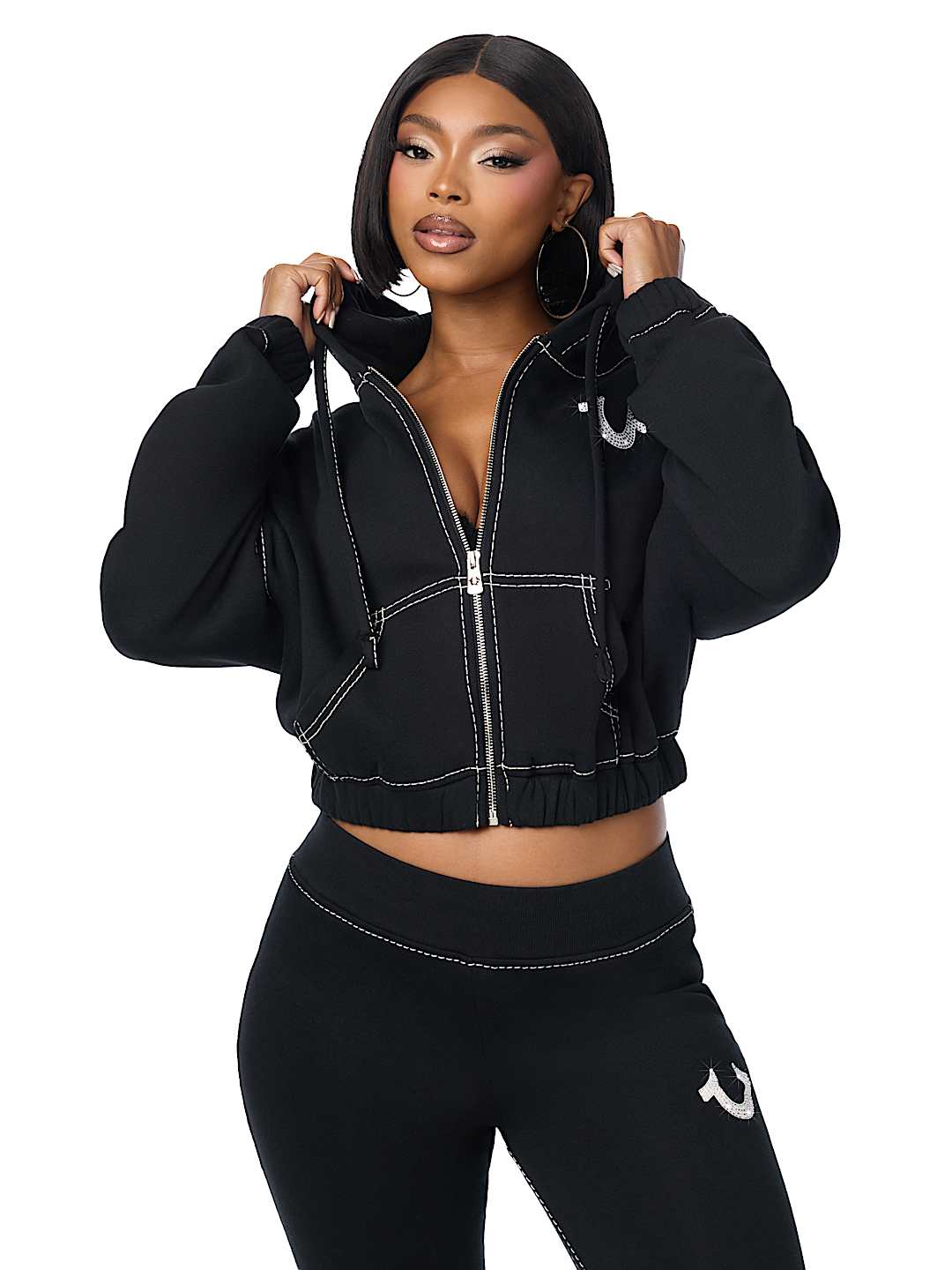 BIG T CRYSTAL GIRLFRIEND ZIP HOODIE