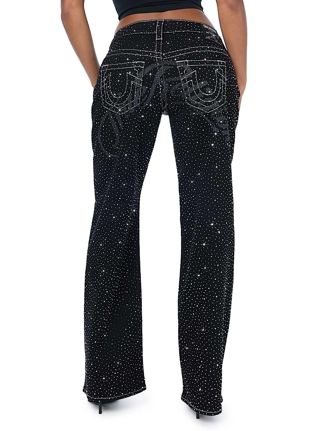 JUNO LOW RISE CRYSTAL BIG T BAGGY JEAN