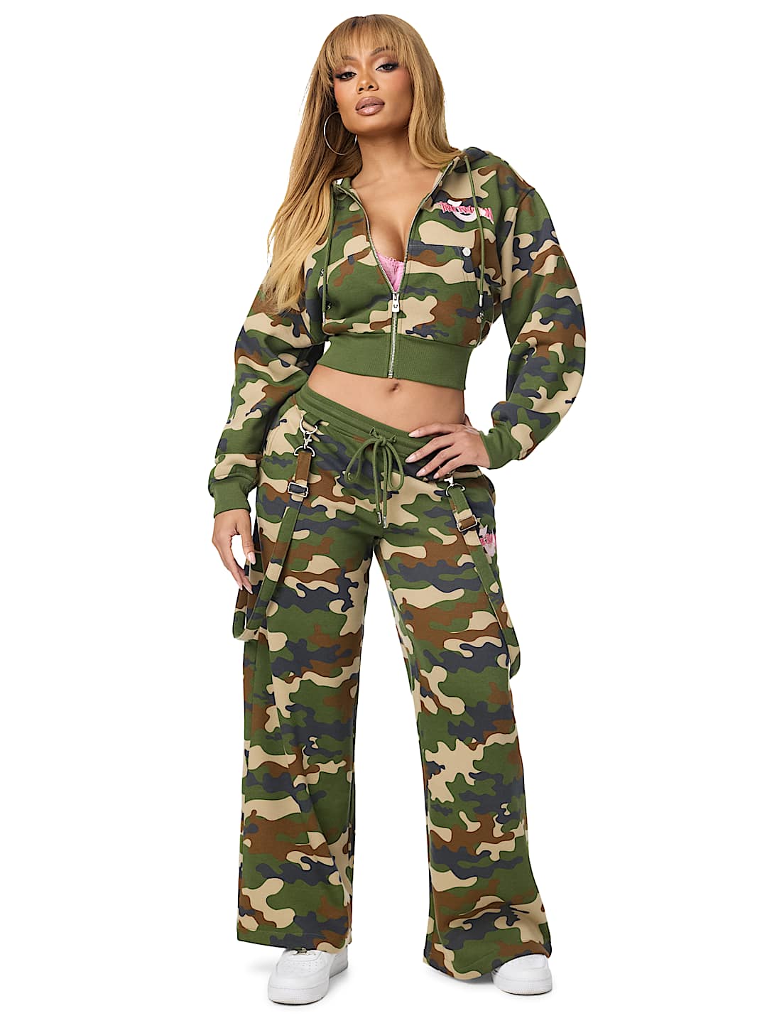 EMBROIDERED CAMO ZIP-UP HOODIE