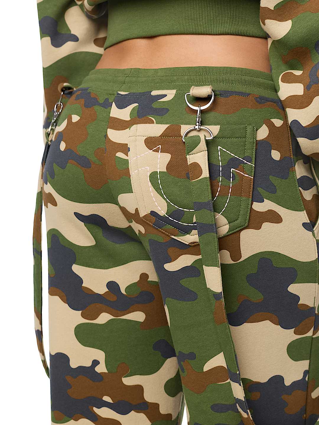 EMBROIDERED CAMO OVERALL BAGGY SWEATPANT