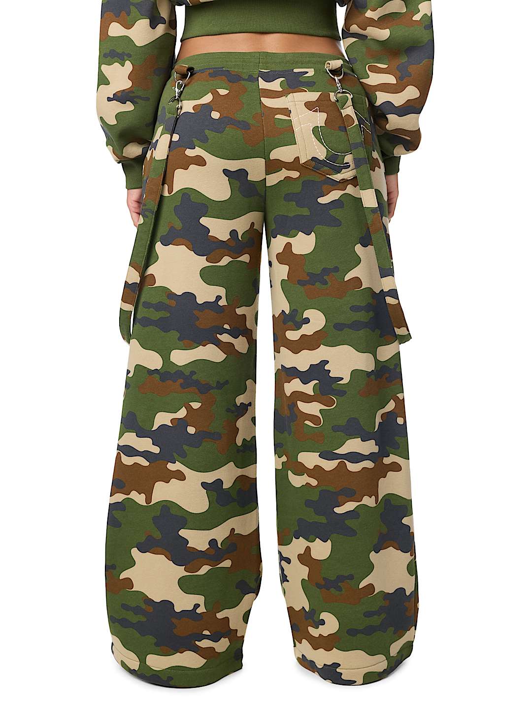 EMBROIDERED CAMO OVERALL BAGGY SWEATPANT