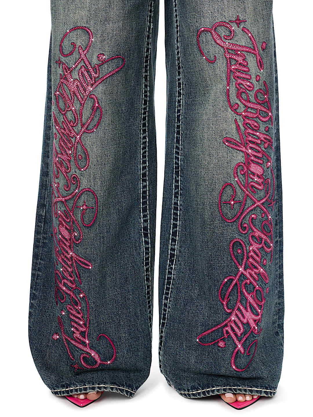 TRUE RELIGION X BABY PHAT MADDIE LOW RISE SUPER T FLAP BAGGY JEAN