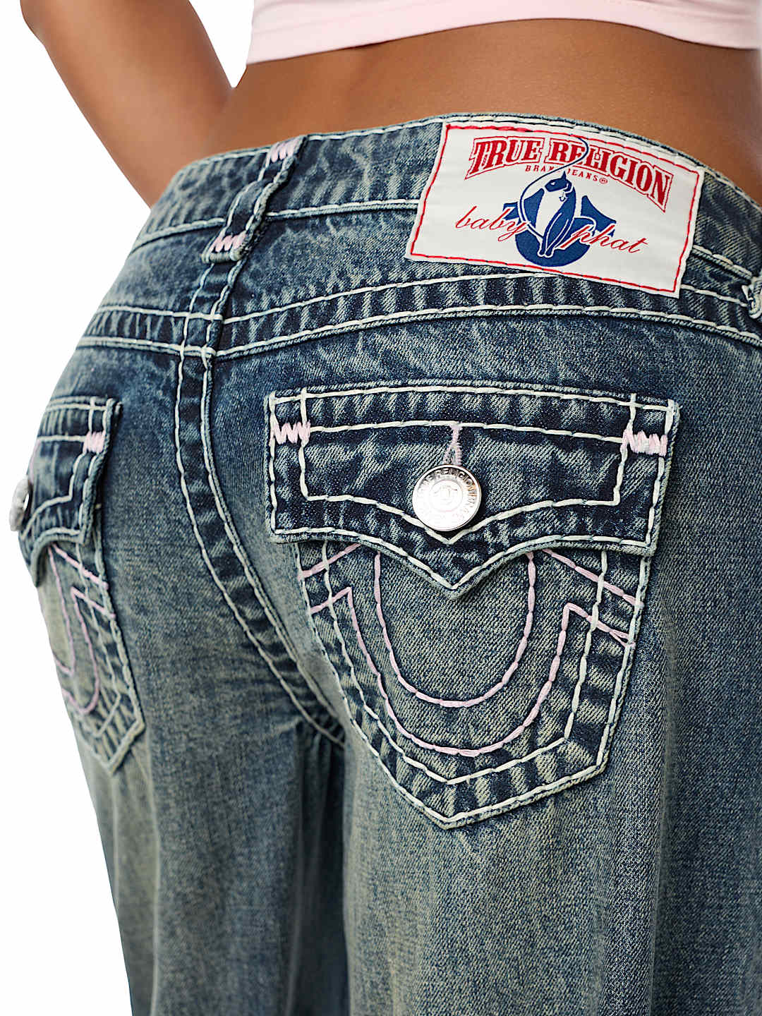 TRUE RELIGION X BABY PHAT MADDIE LOW RISE SUPER T FLAP BAGGY JEAN