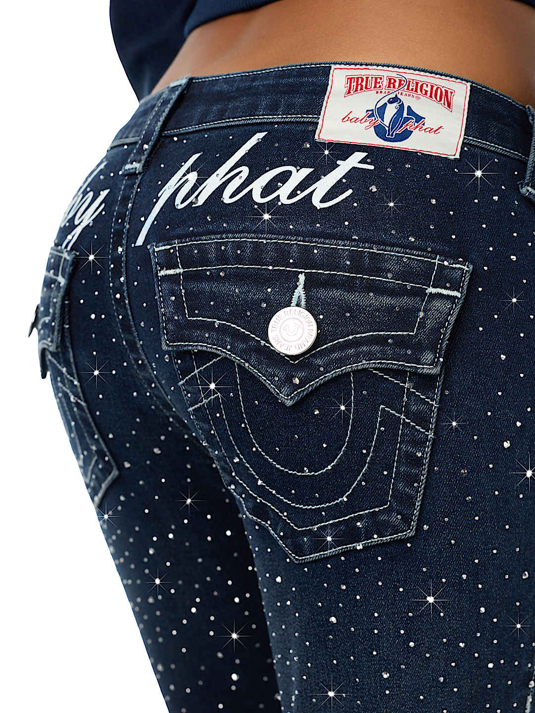 TRUE RELIGION X BABY PHAT JOEY ULTRA LOW RISE FLARE JEAN