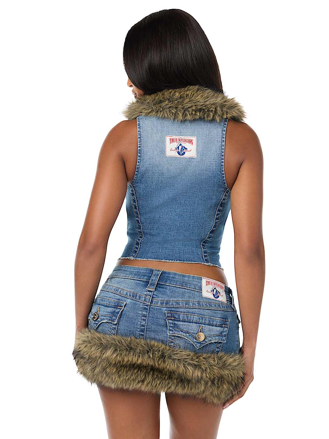 TRUE RELIGION X BABY PHAT DENIM FUR VEST