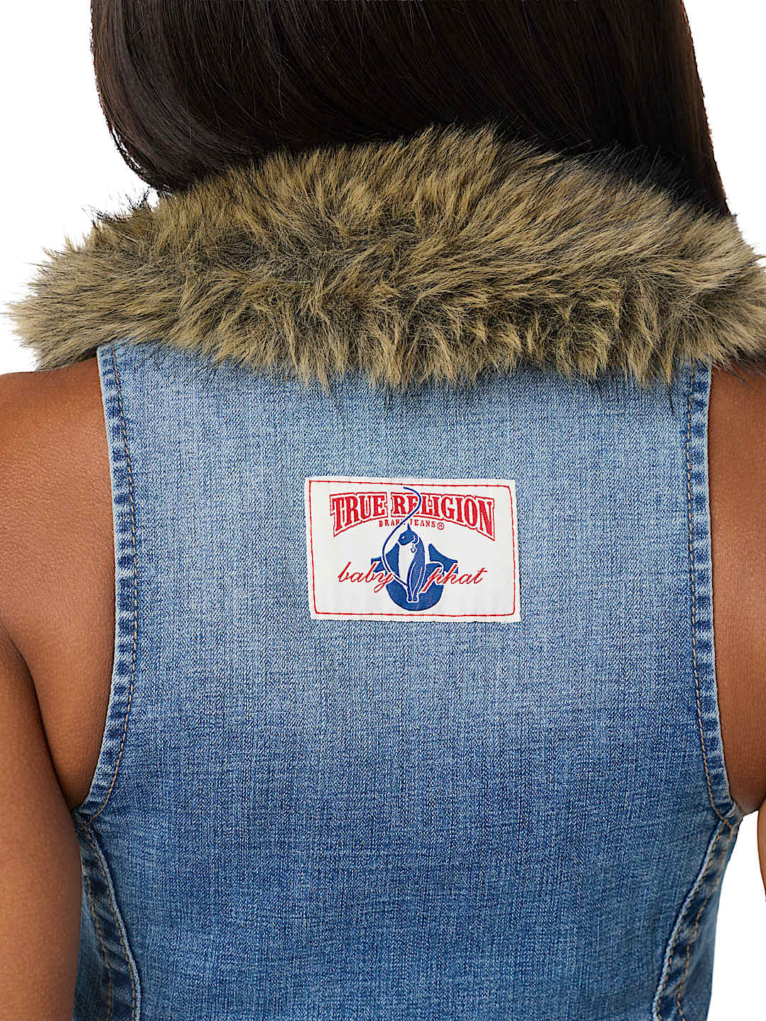 TRUE RELIGION X BABY PHAT DENIM FUR VEST