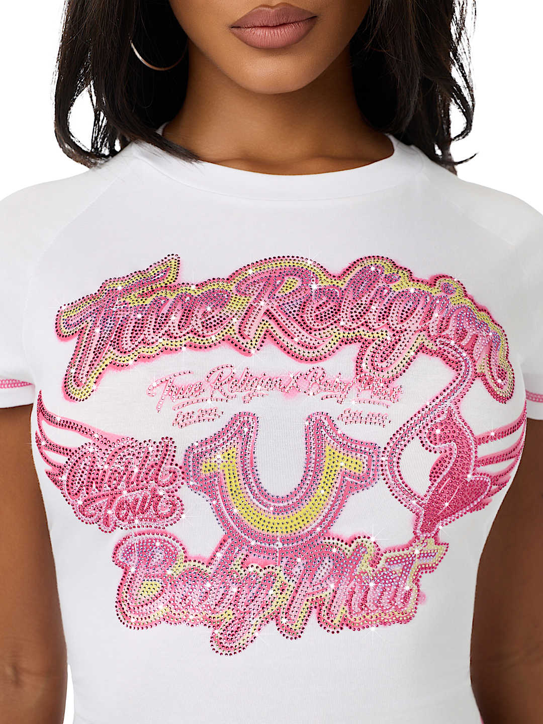 TRUE RELIGION X BABY PHAT CRYSTAL AIRBRUSH CAP SLEEVE BABY TEE