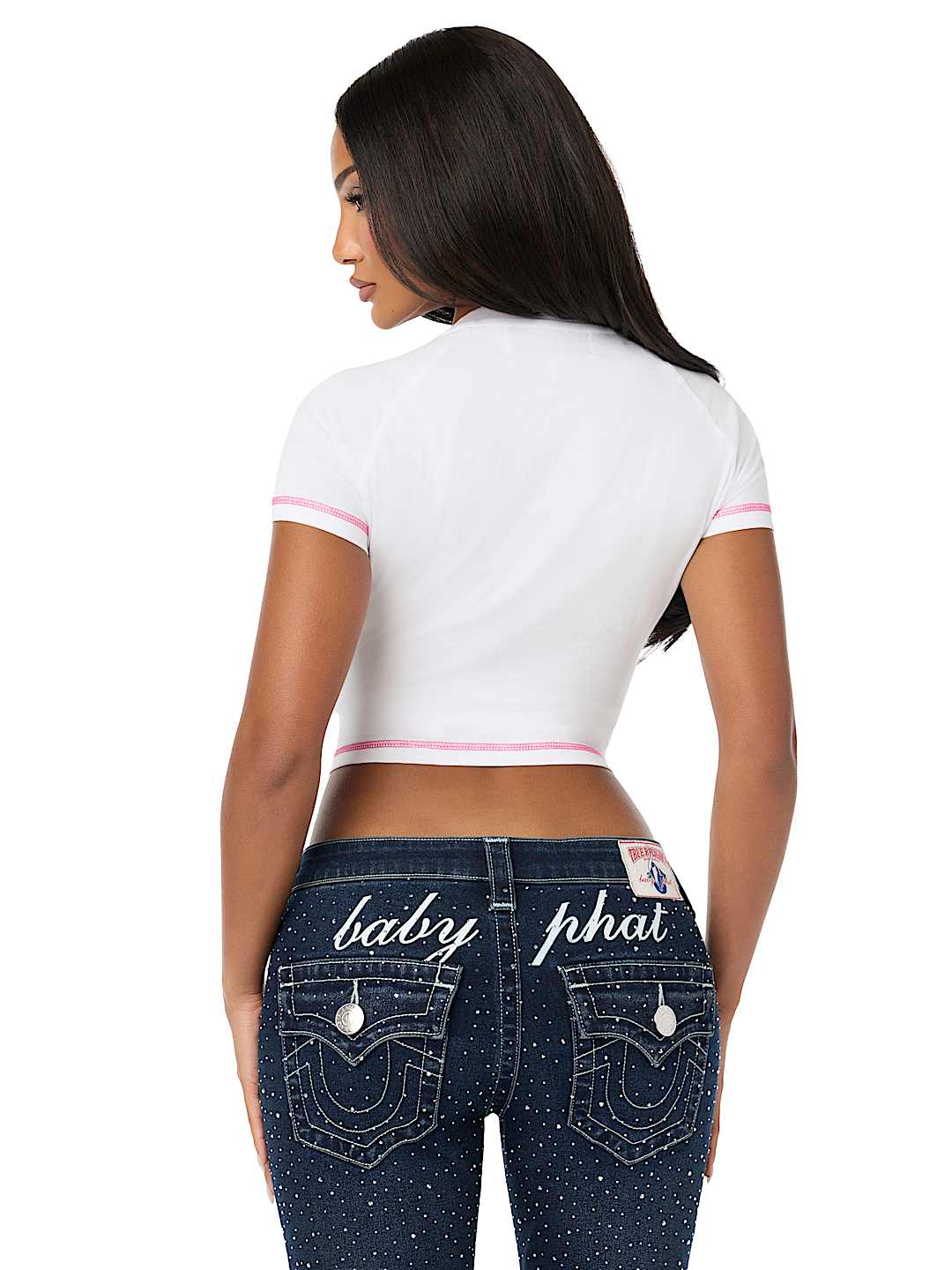 TRUE RELIGION X BABY PHAT CRYSTAL AIRBRUSH CAP SLEEVE BABY TEE