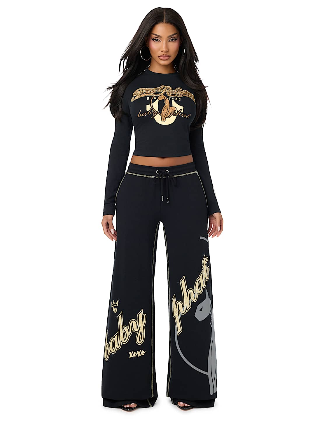 TRUE RELIGION X BABY PHAT CRYSTAL LONG SLEEVE BABY TEE