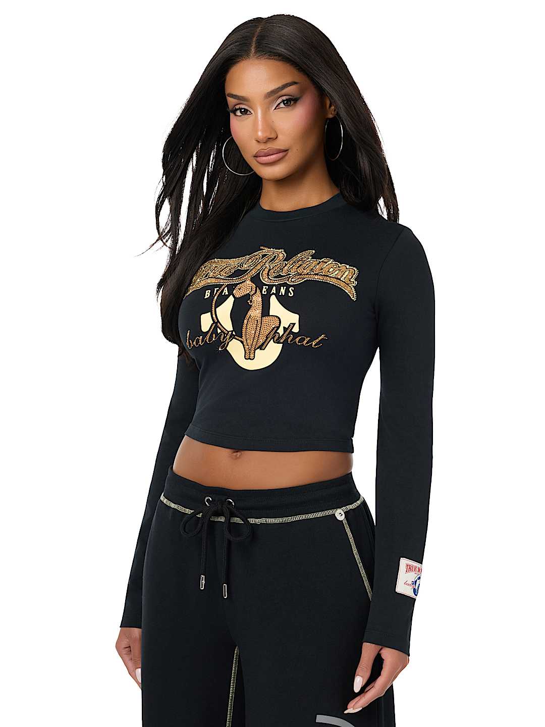 TRUE RELIGION X BABY PHAT CRYSTAL LONG SLEEVE BABY TEE