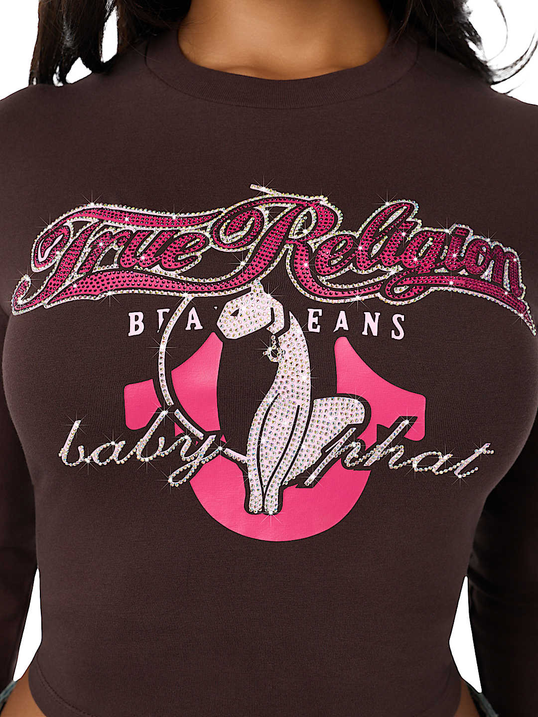 TRUE RELIGION X BABY PHAT CRYSTAL LONG SLEEVE BABY TEE