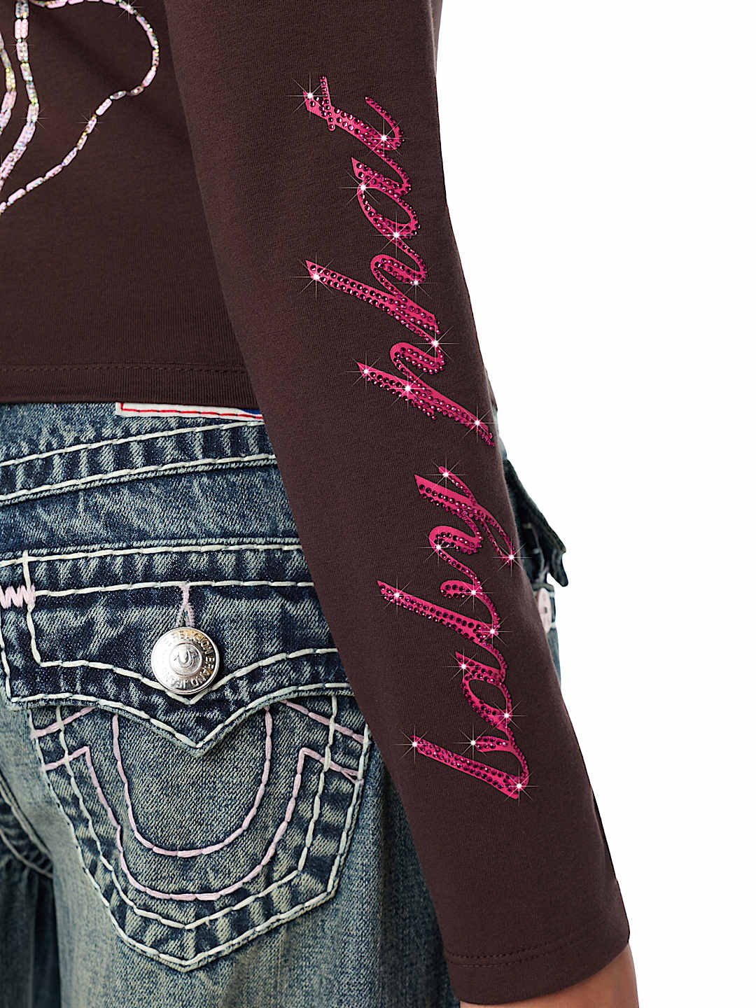 TRUE RELIGION X BABY PHAT CRYSTAL LONG SLEEVE BABY TEE