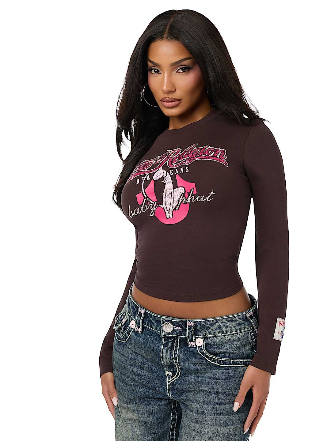 TRUE RELIGION X BABY PHAT CRYSTAL LONG SLEEVE BABY TEE