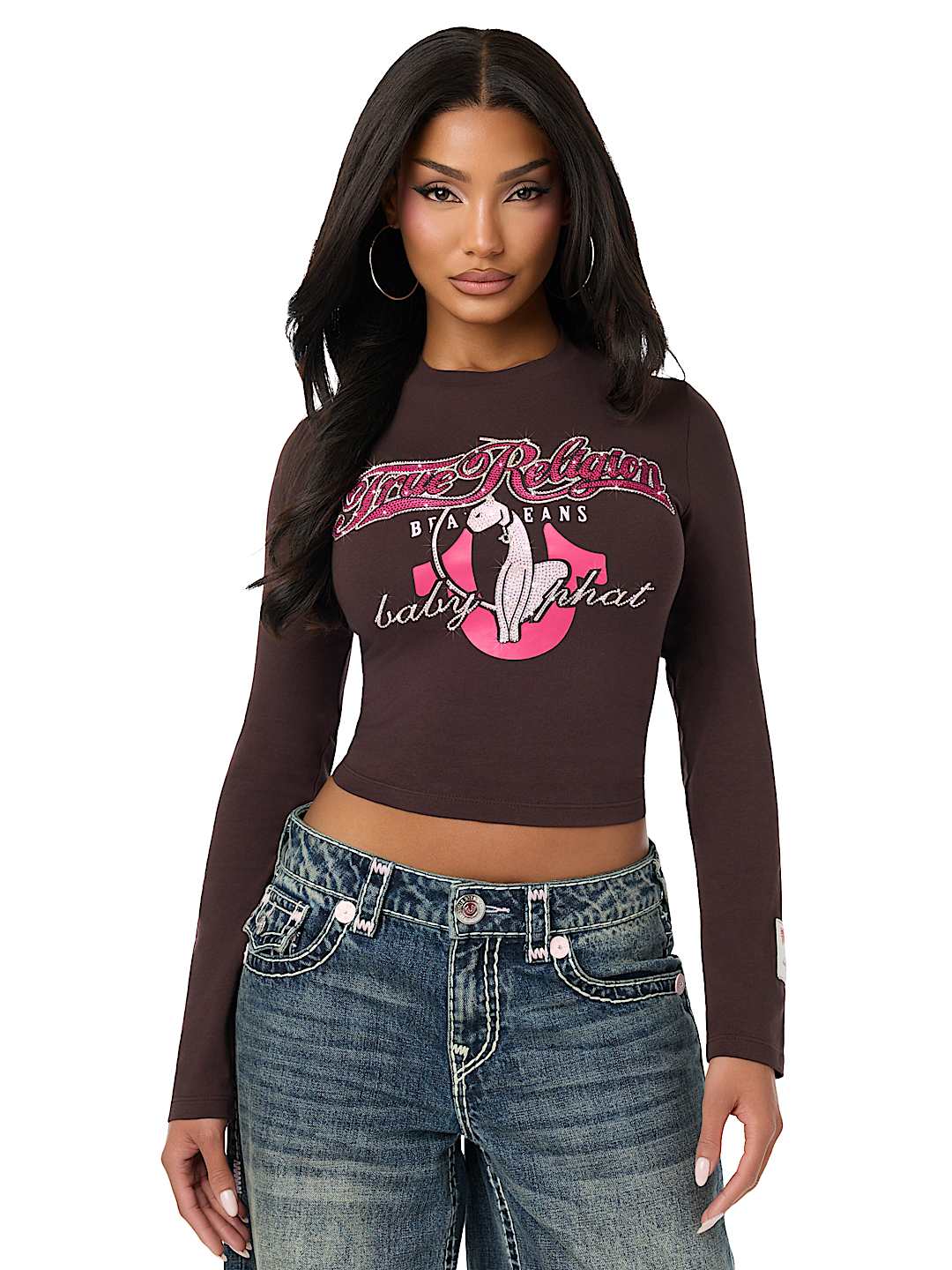 TRUE RELIGION X BABY PHAT CRYSTAL LONG SLEEVE BABY TEE