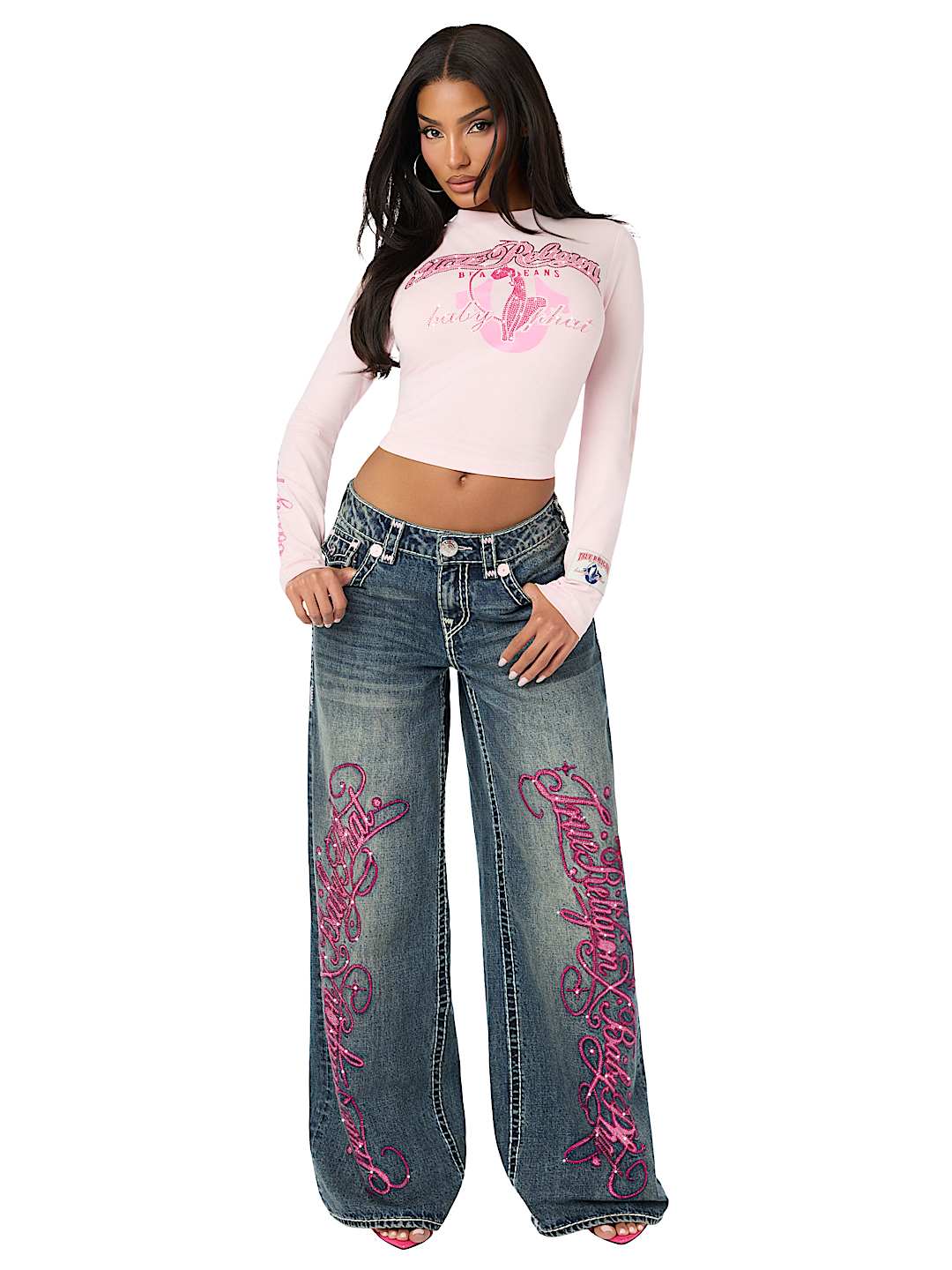 TRUE RELIGION X BABY PHAT CRYSTAL LONG SLEEVE BABY TEE