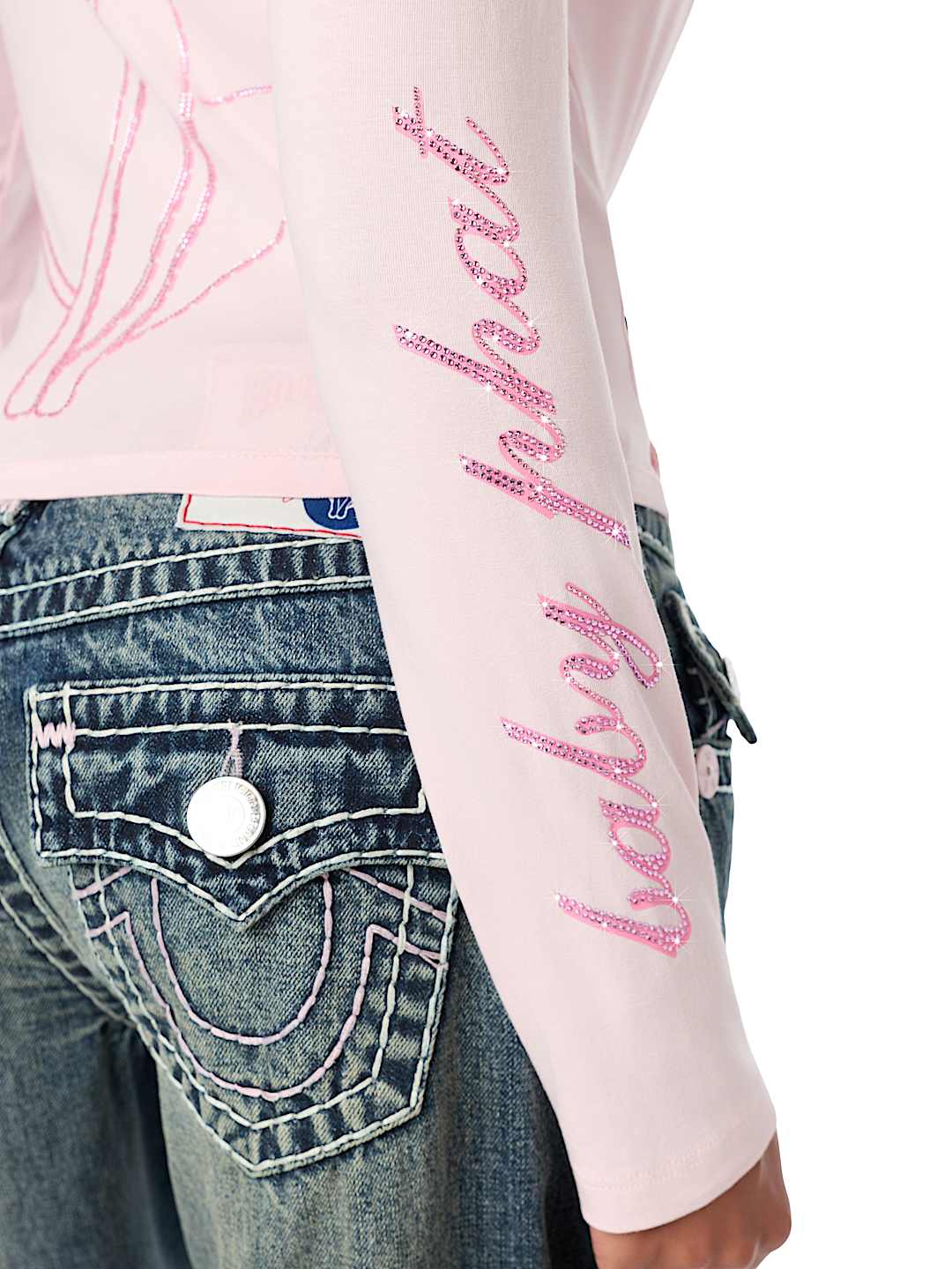 TRUE RELIGION X BABY PHAT CRYSTAL LONG SLEEVE BABY TEE