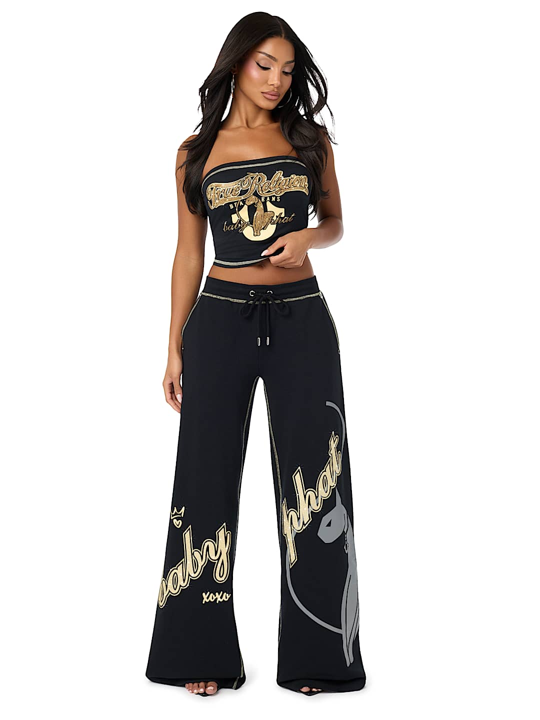 TRUE RELIGION X BABY PHAT CRYSTAL CAT TUBE TOP