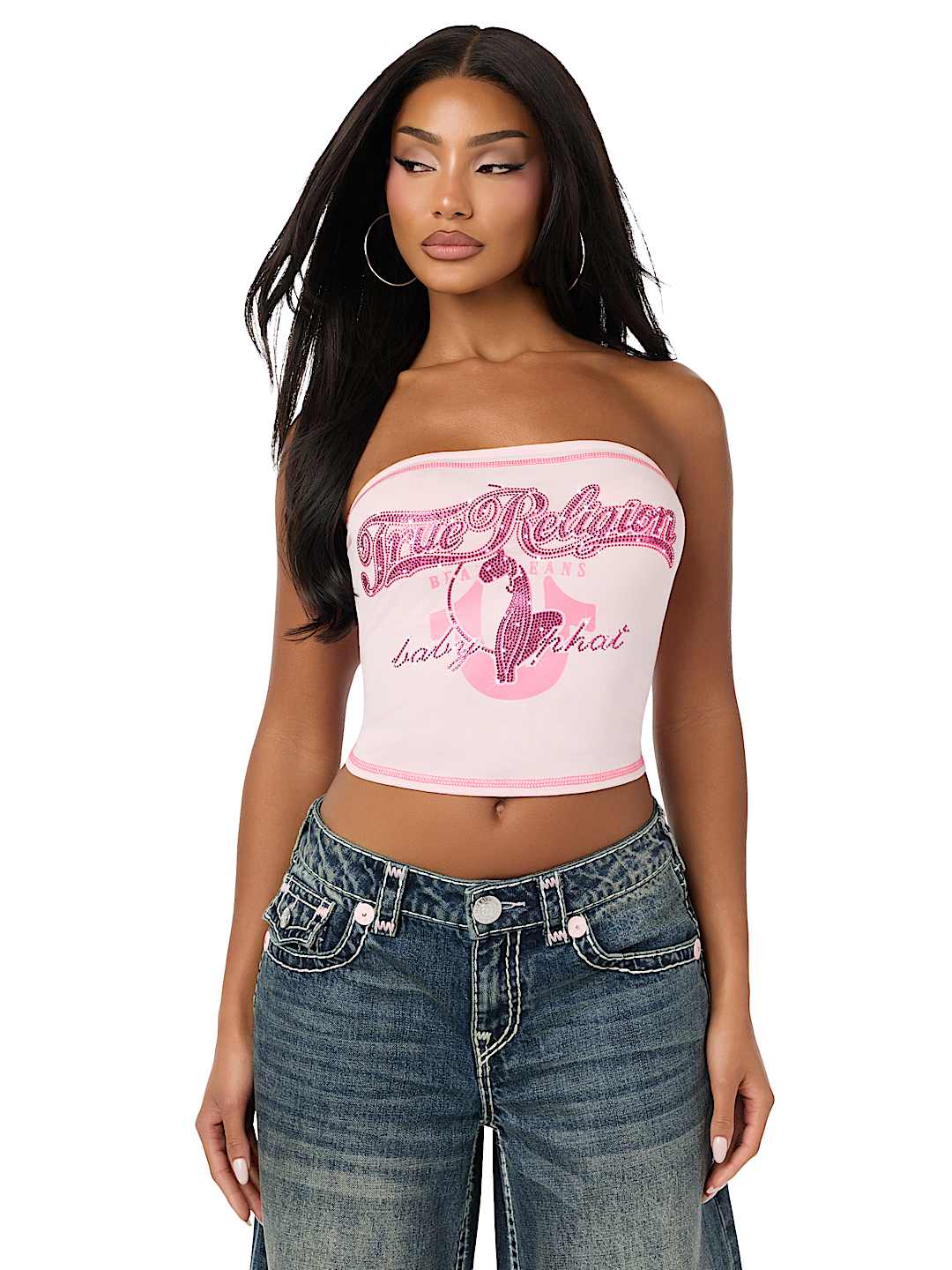 TRUE RELIGION X BABY PHAT CRYSTAL CAT TUBE TOP