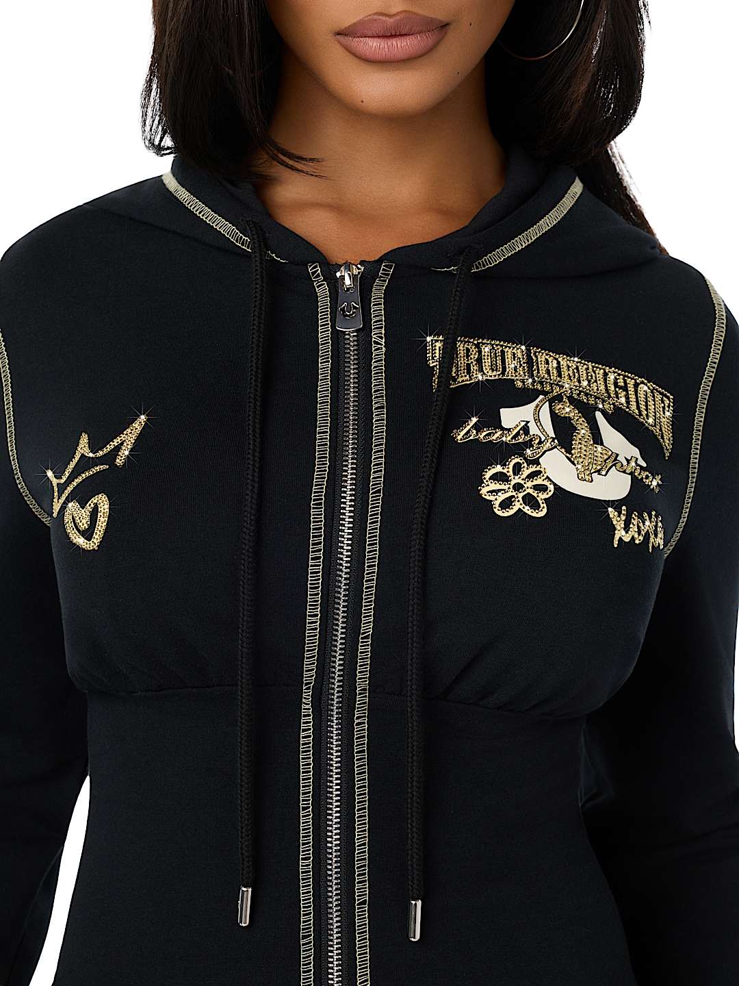 TRUE RELIGION X BABY PHAT CRYSTAL ZIP HOODIE