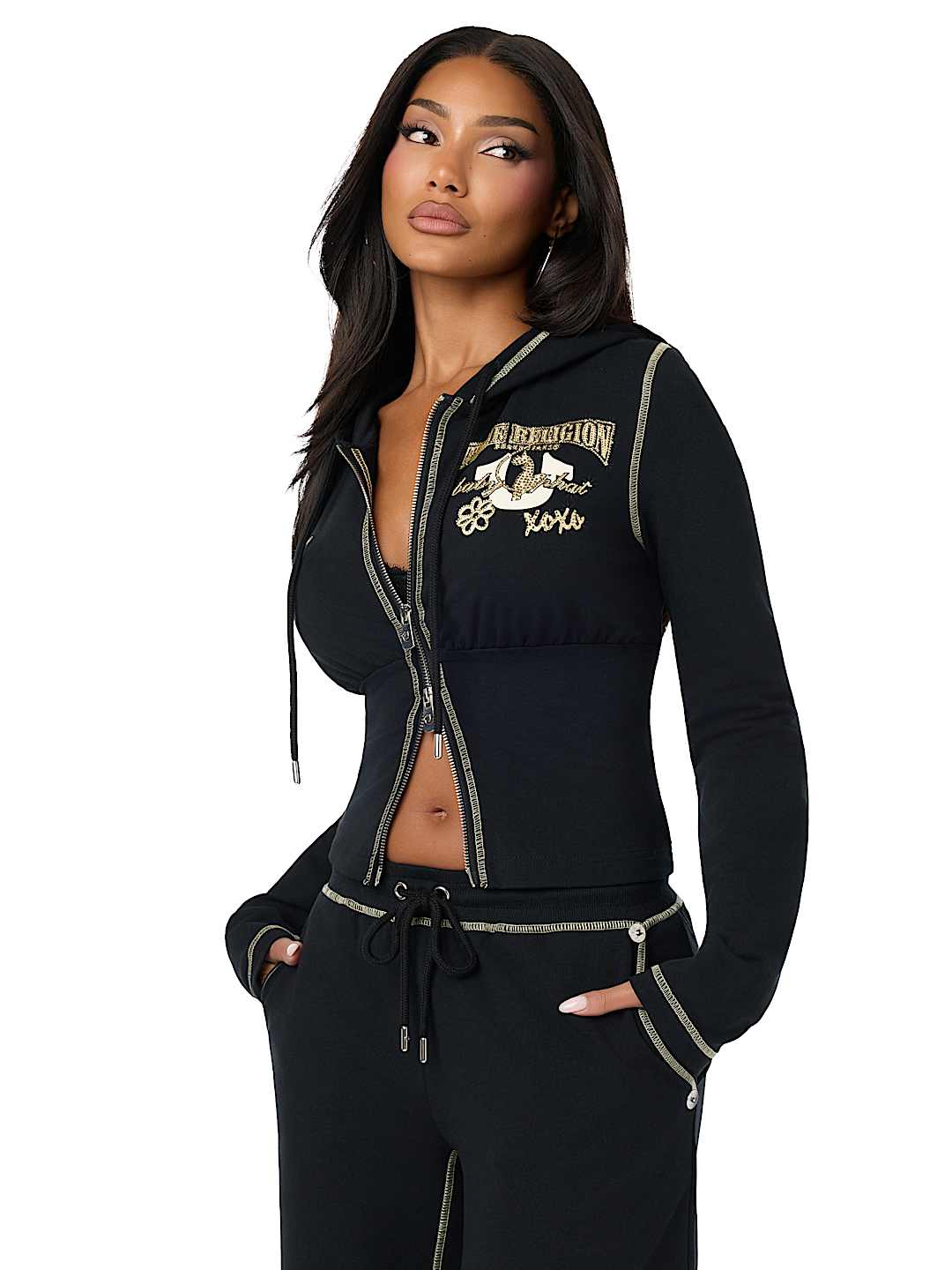 TRUE RELIGION X BABY PHAT CRYSTAL ZIP HOODIE