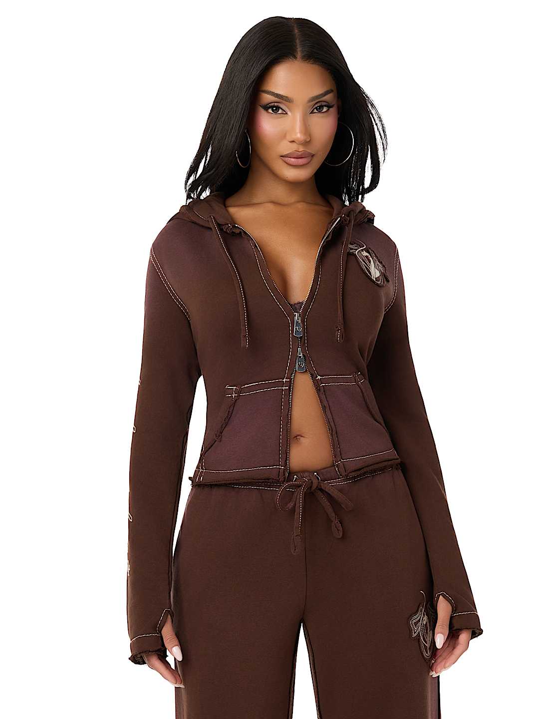 TRUE RELIGION X BABY PHAT WASHED BIG T ZIP HOODIE