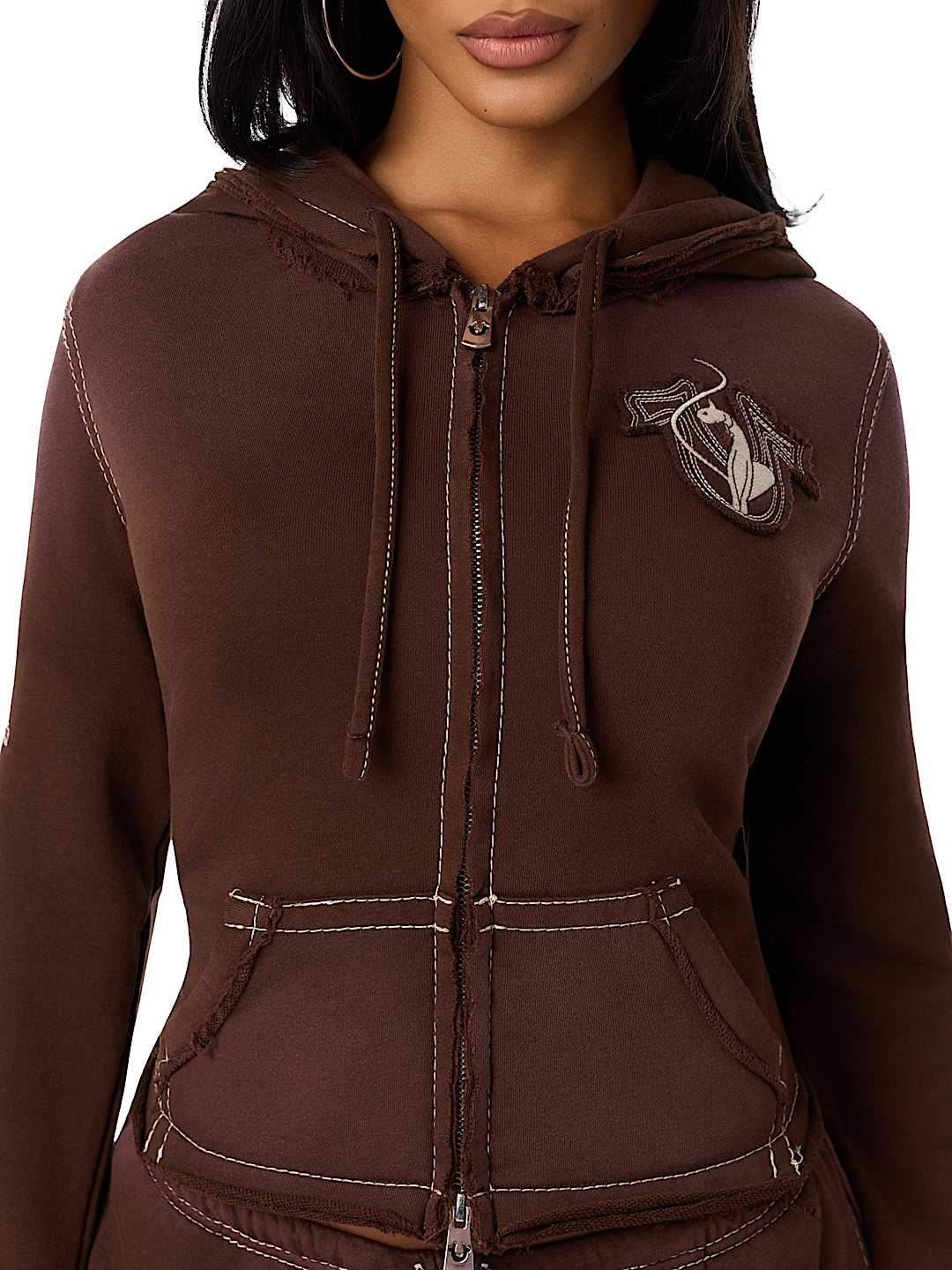 TRUE RELIGION X BABY PHAT WASHED BIG T ZIP HOODIE