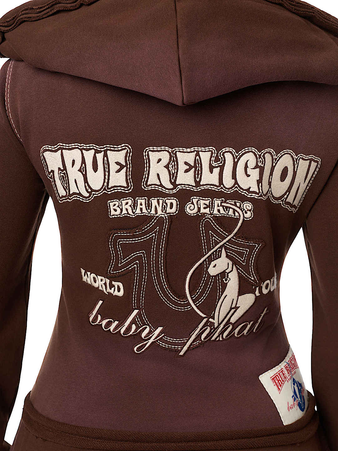 TRUE RELIGION X BABY PHAT WASHED BIG T ZIP HOODIE