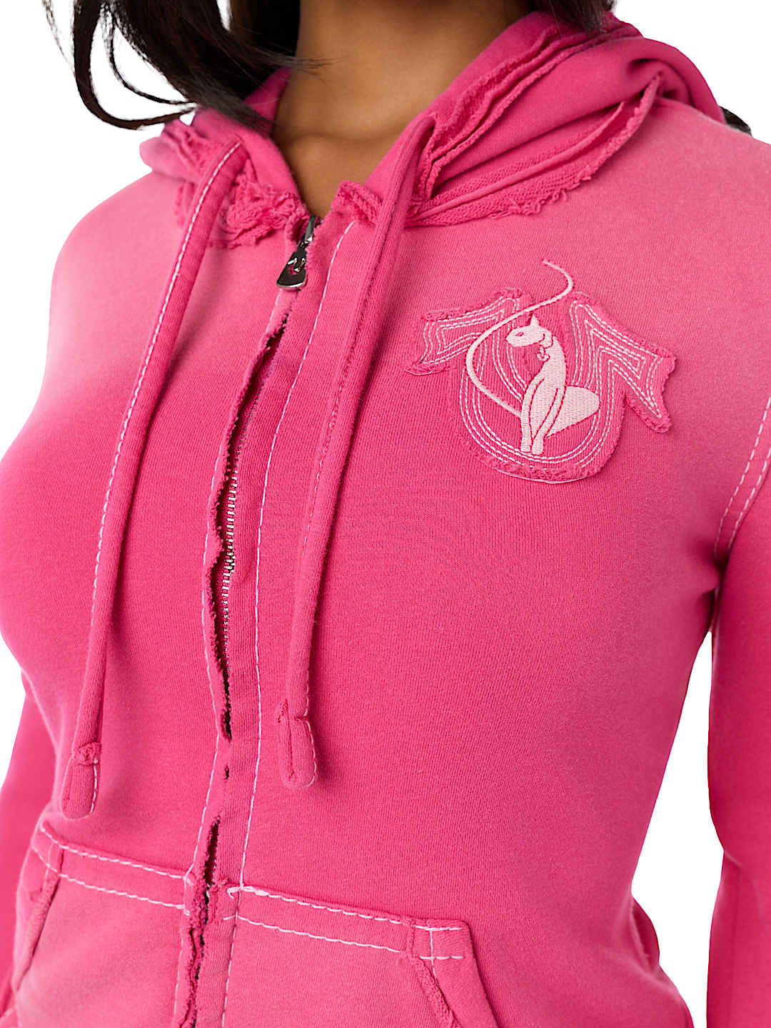 TRUE RELIGION X BABY PHAT WASHED BIG T ZIP HOODIE