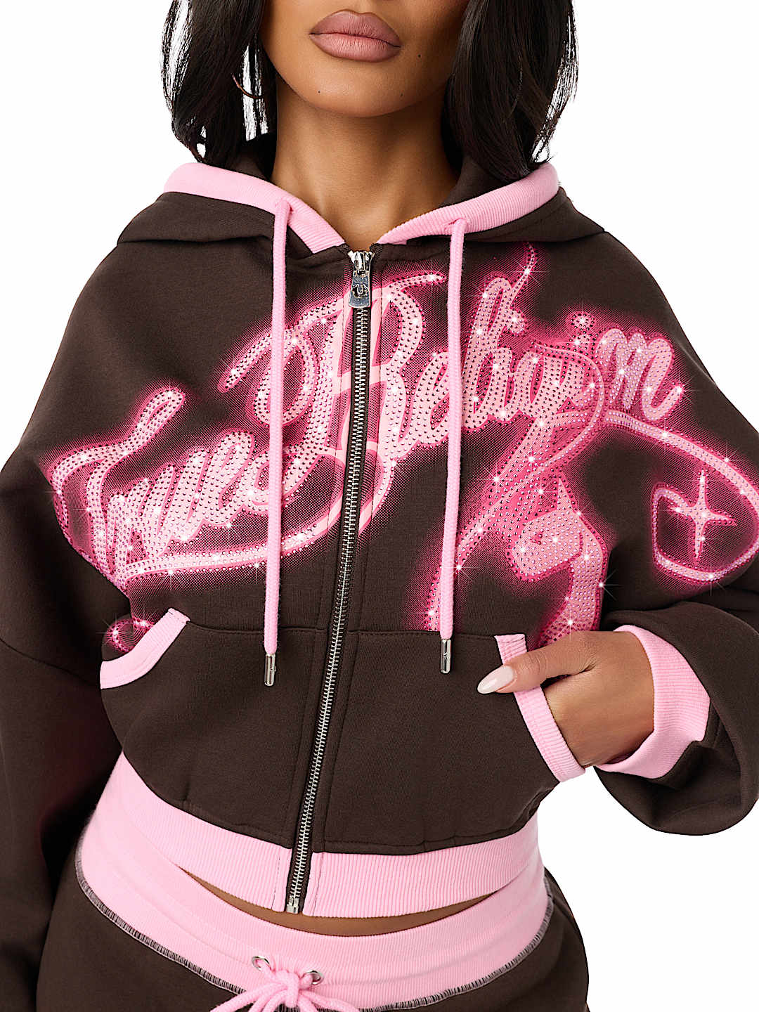 TRUE RELIGION X BABY PHAT CRYSTAL GIRLFRIEND ZIP HOODIE