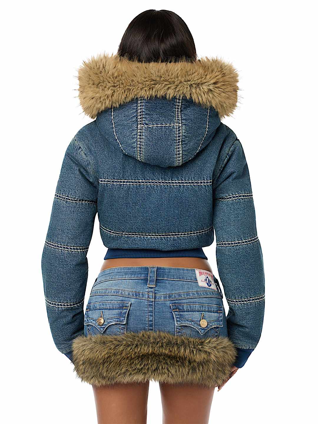 TRUE RELIGION X BABY PHAT DENIM SUPER T PUFFER JACKET 