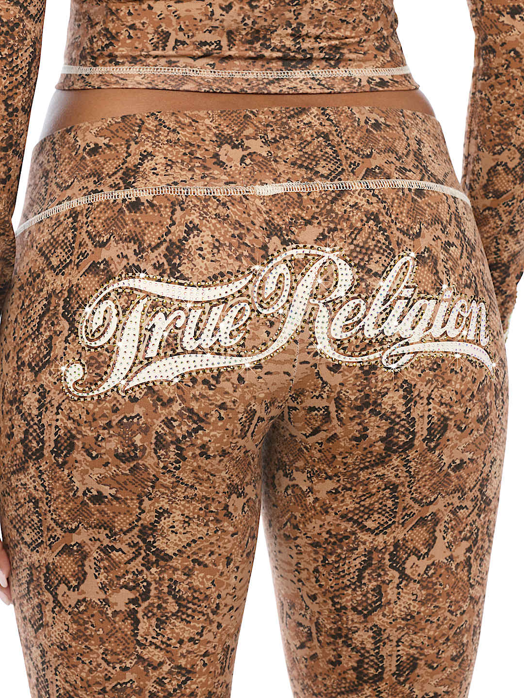 CRYSTAL SNAKE PRINT LOW RISE BOOTCUT PANT