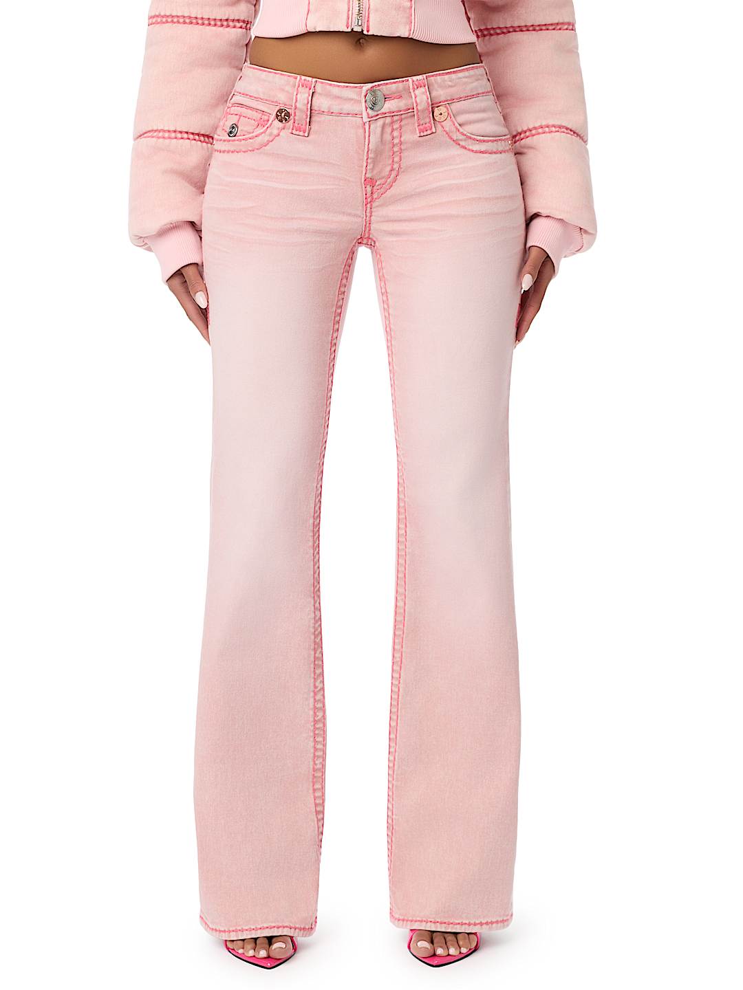 TRUE RELIGION X BABY PHAT BECCA LOW RISE PINK SUPER T BOOTCUT JEAN
