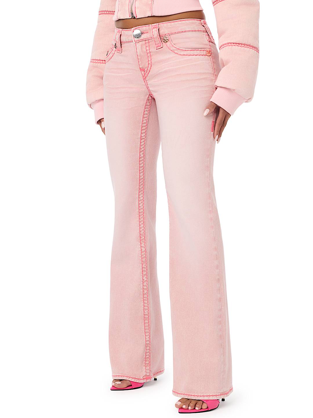 TRUE RELIGION X BABY PHAT BECCA LOW RISE PINK SUPER T BOOTCUT JEAN