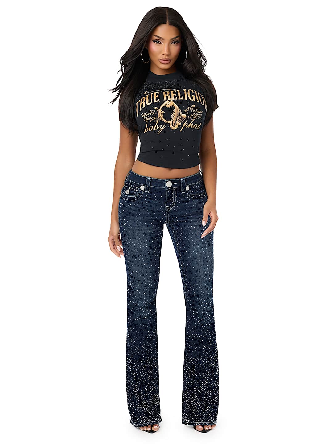 TRUE RELIGION X BABY PHAT ALLOVER CRYSTAL BABY TEE