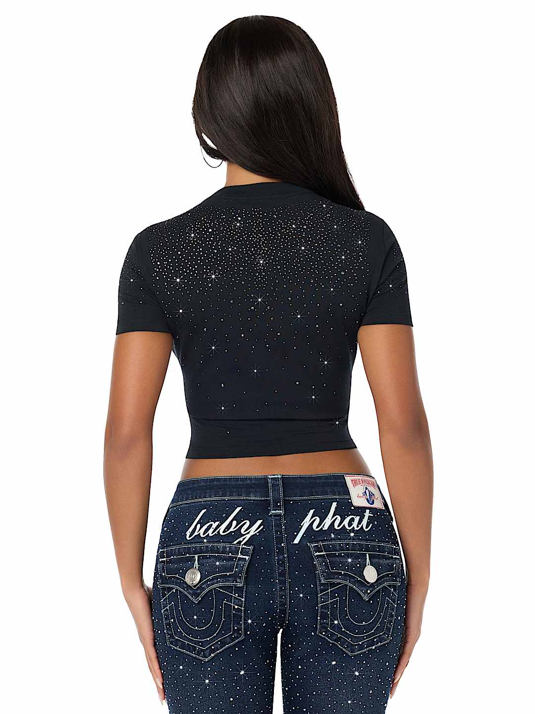 TRUE RELIGION X BABY PHAT ALLOVER CRYSTAL BABY TEE