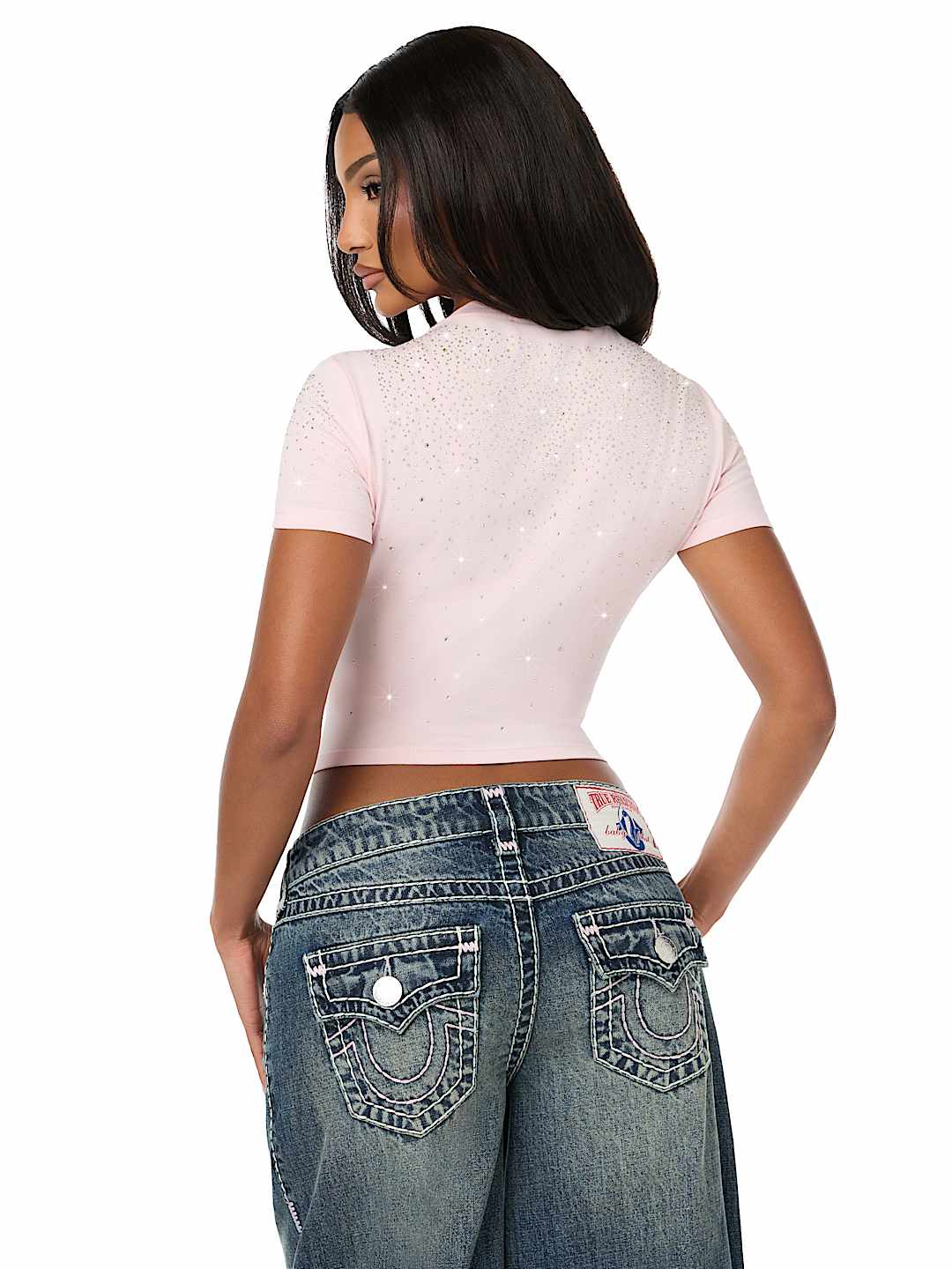 TRUE RELIGION X BABY PHAT ALLOVER CRYSTAL BABY TEE
