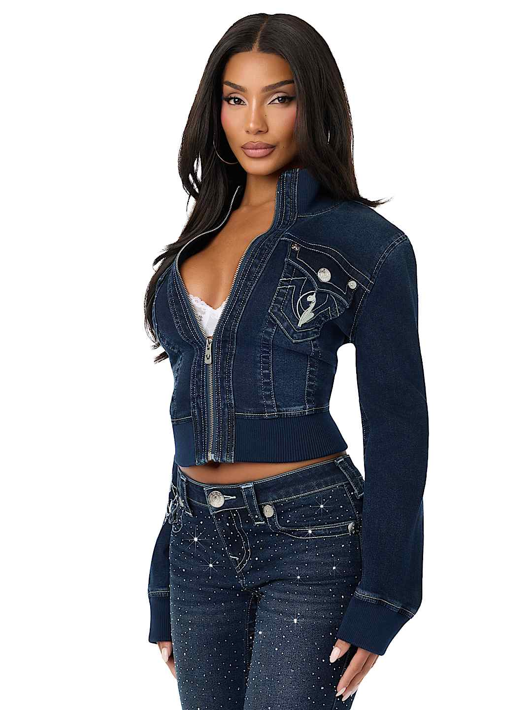 TRUE RELIGION X BABY PHAT CRYSTAL SHRUNKEN JACKET