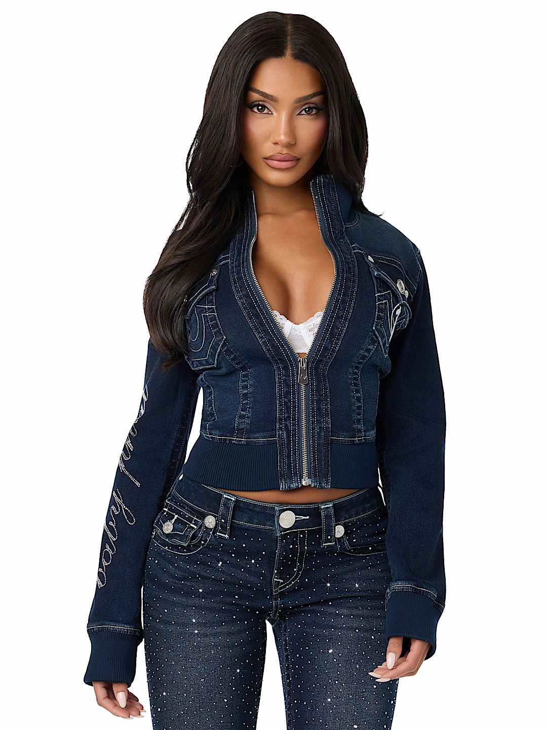 TRUE RELIGION X BABY PHAT CRYSTAL SHRUNKEN JACKET