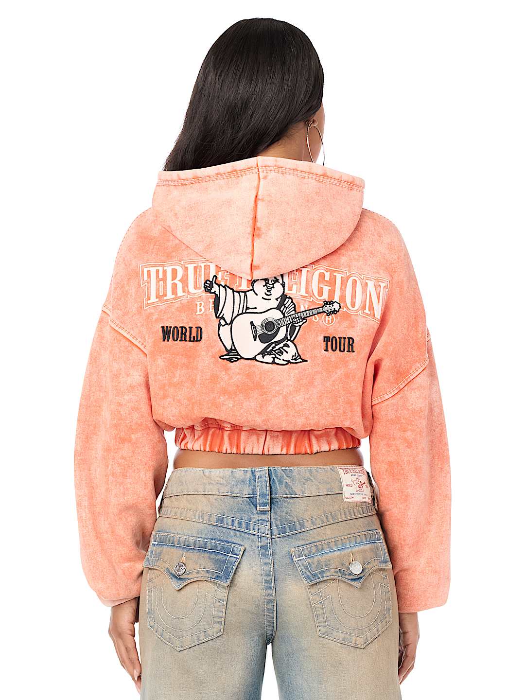 WASHED BIG T EMBROIDERED  GIRLFRIEND ZIP-UP HOODIE